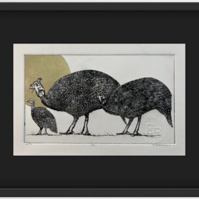(et) GUINEA FOWL - A Framed Original Etching