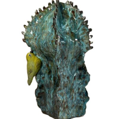 Ceramic - Euphorbia with a White Eye Bird