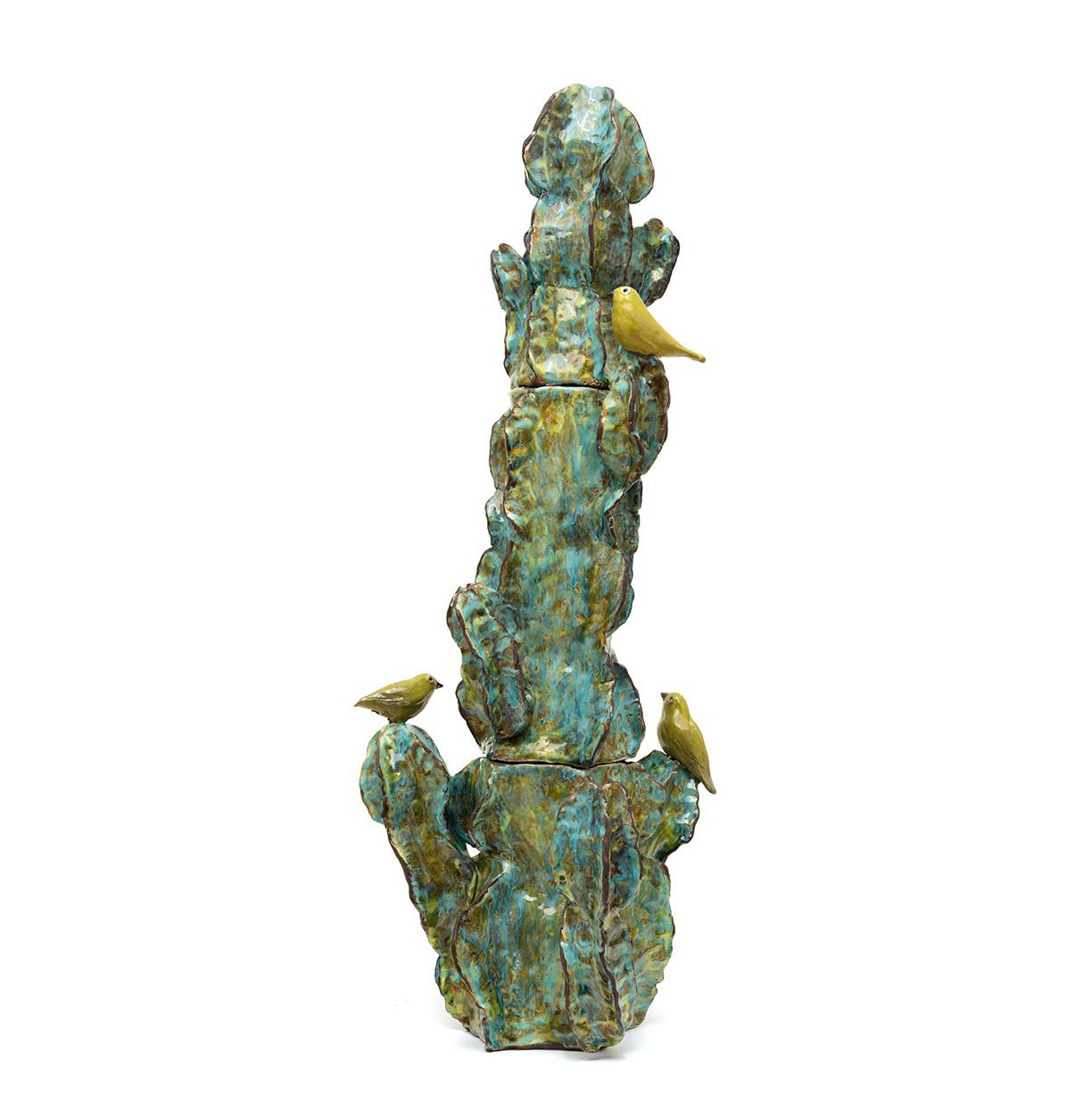 Ceramic - Euphorbia in three sections with White Eyes